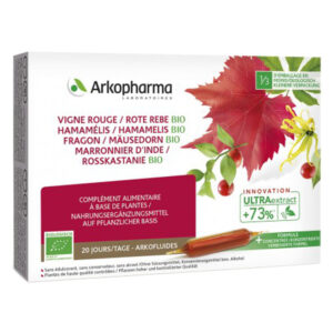 Arkofluide Rote Rebe Hamamelis Mäusedorn Rosskastanie Trinkampullen Bio 20 Stück