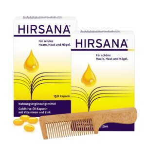 Hirsana Goldhirse Öl Kapseln 2x 150 Kapseln mit Holzkamm