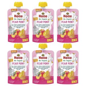 Holle Pear Pony Pouchy Birne Pfirsich Himbeer mit Dinkel 6x 100 g