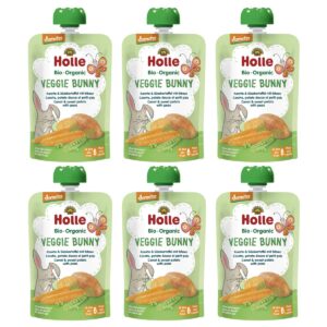 Holle Veggie Bunny Pouchy Karotte Süsskartoffel Erbsen 6x 100 g
