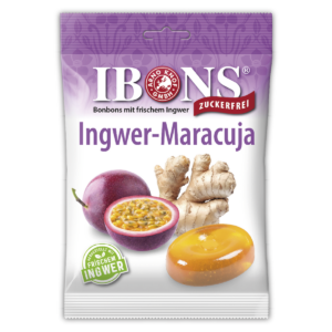 IBONS Ingwer Bonbon Maracuja ohne Zucker Beutel 75 g