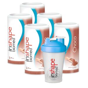 INSHAPE Biomed Pulver Choco 5x 420 g mit Shaker