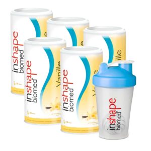 INSHAPE Biomed Pulver Vanille 5x 420 g mit Shaker