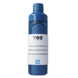 YOS Wasserflasche Blau 375 ml mit Tagesdispenser