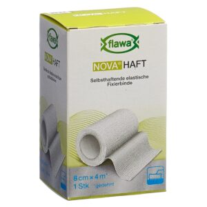 Flawa Nova Haft kohäsive Gazebinde 8 cm x 4 m