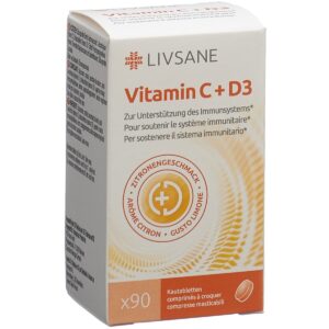 Livsane Vitamin C + D3 Kautabletten 90 Stück