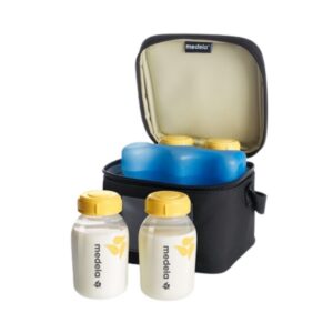 Medela Kühltasche mit 4 Milchflaschen 1 Kühlelement